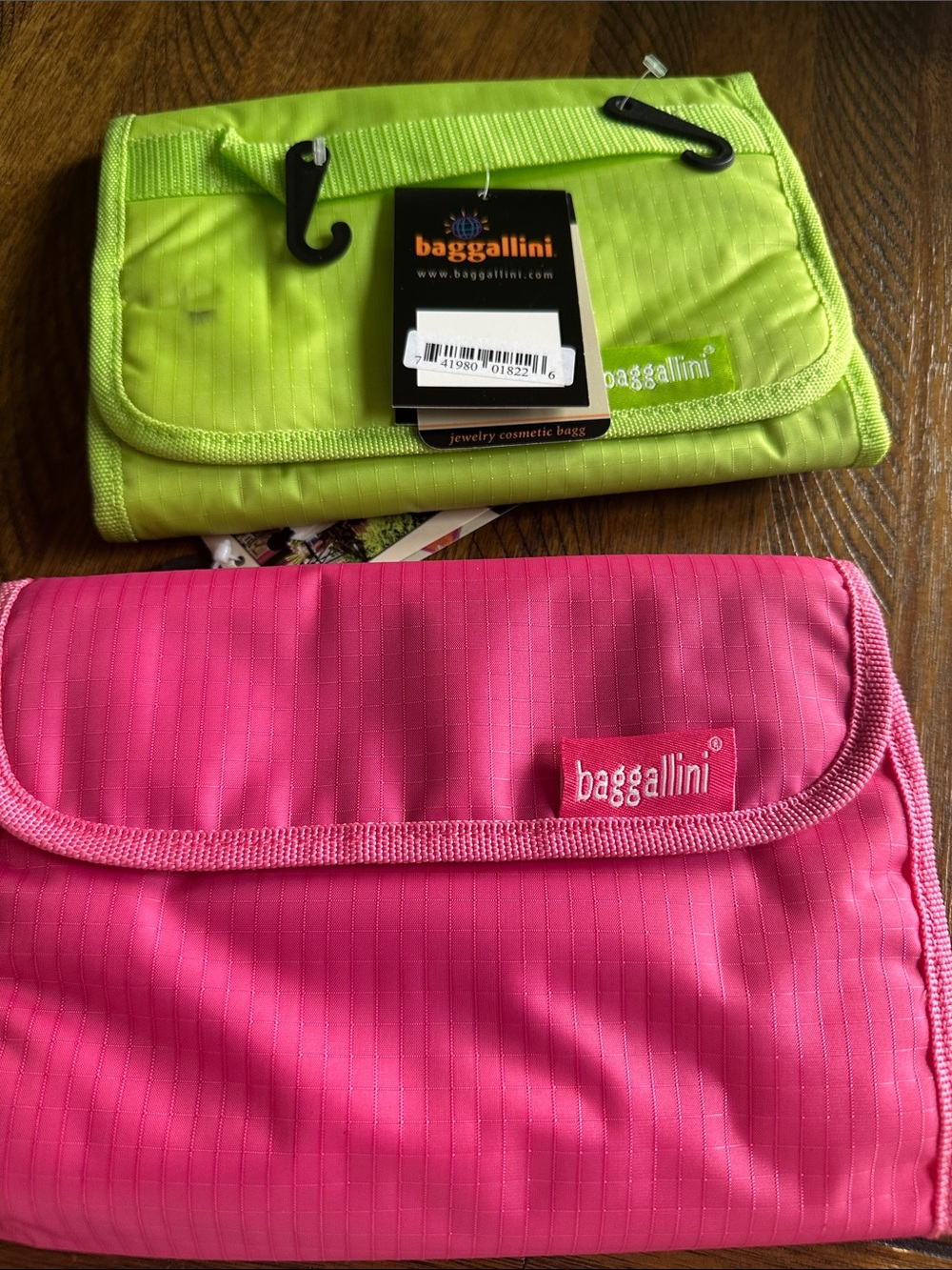 2 baggallini Bright Pink and Lime Cosmetic Pouches